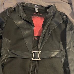 Marvel Black Widow Motorcycle Jacket with Silver Buckle
